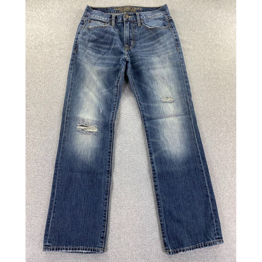 American Eagle Original Boot Jeans Mens 29x32 Blue Distressed Faded 100% Cotton